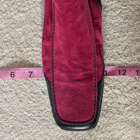 Vintage K Shoes Deep Red Suede Square Toe Ankle Boots Booties UK6 - Picture 11 of 13